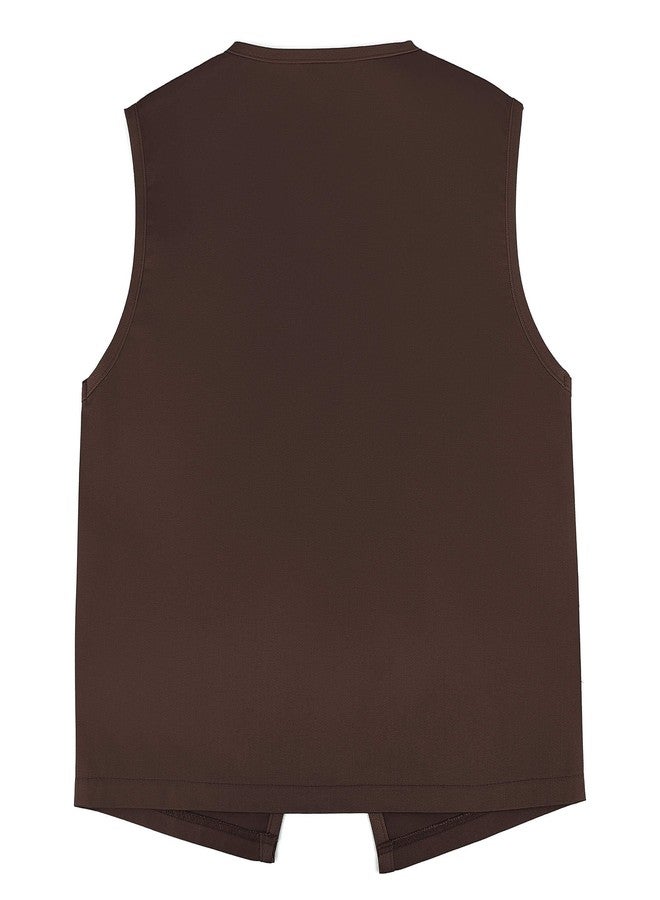TopTie No-Button Child Vest Kid Volunteer Victorian Waistcoat Peasant Party Costume Vests-Brown-M - Image 3